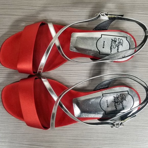 Roger Vivier Strappy Flat Sandals, Red Satin - Picture 9 of 11